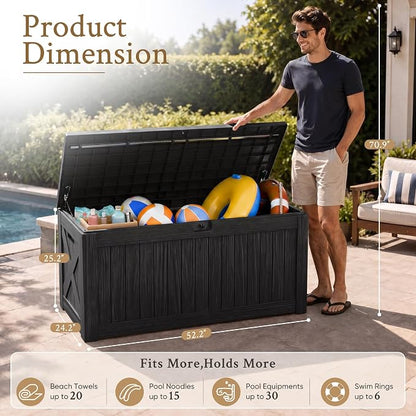 Devoko 120 Gallon Deck Box Resin Outdoor Storage Box Waterproof - Image 4