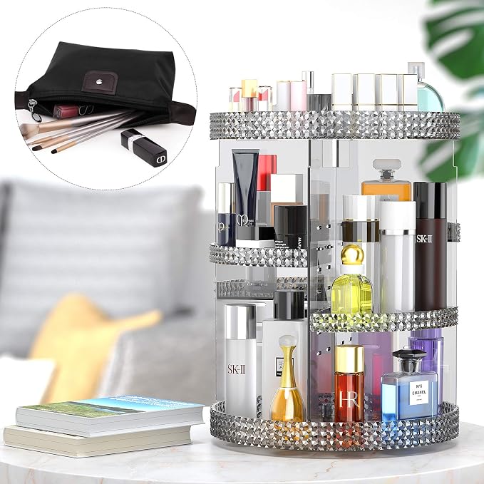 Awenia Makeup Organizer 360-Degree Rotating Plus Size, Adjustable Makeup Storage - Image 4
