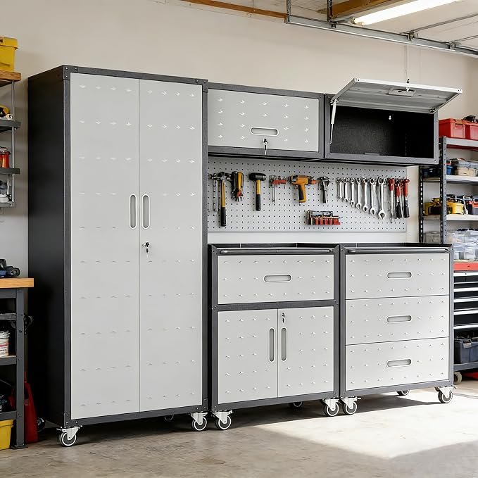 Garage Cabinet System | Heavy Duty Steel All-in-One Modular Garage Cabinet Set by VIYET
