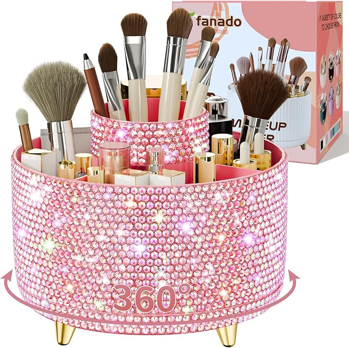 Bling 360° Rotate Makeup Brush Holder Organizer, Makeup Organizers Countertop by Unknown