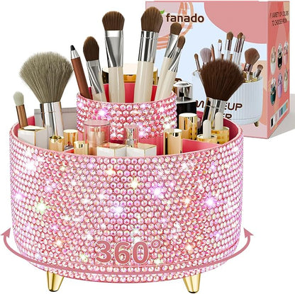 Bling 360° Rotate Makeup Brush Holder Organizer, Makeup Organizers Countertop by Unknown