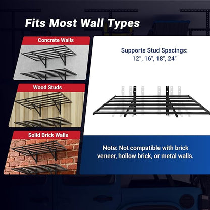 FLEXIMOUNTS 2-Pack 2x4ft Heavy Duty Garage Wall Shelving, 800lbs Capacity - Image 4