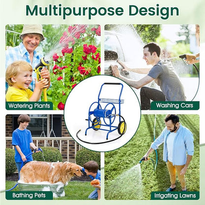 Goplus Garden Hose Reel Cart, 230ft 5/8" or 300ft 1/2" Heavy-Duty Metal Hose - Image 6