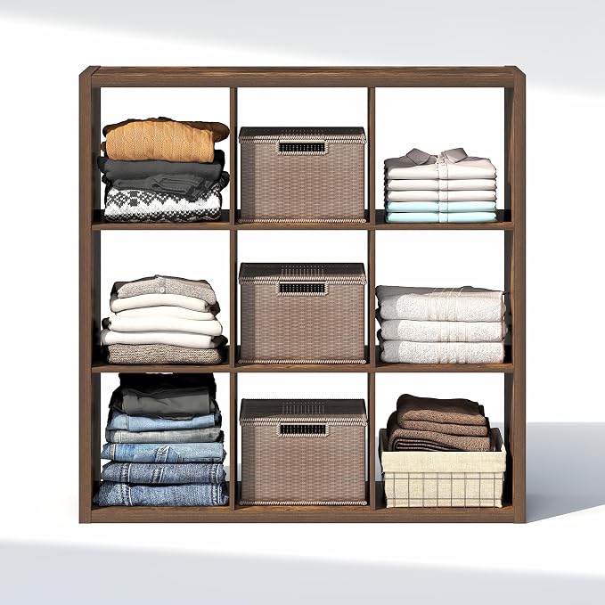 Furinno Cubic Extra Thick 9-Cube Closet Organizers and Storage, Amber Pine | - Image 6