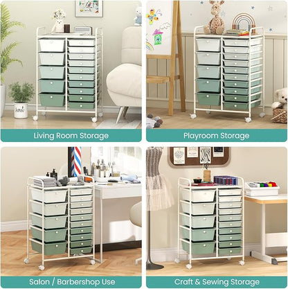Giantex 15 Drawers Rolling Cart, Classroom Organizers, Storage Cart - Image 9