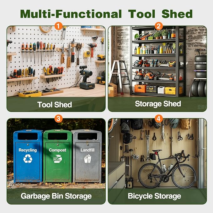 14 x 12 FT Outdoor Storage Shed, Heavy-Duty Galvanized Steel Tool Shed - Image 6