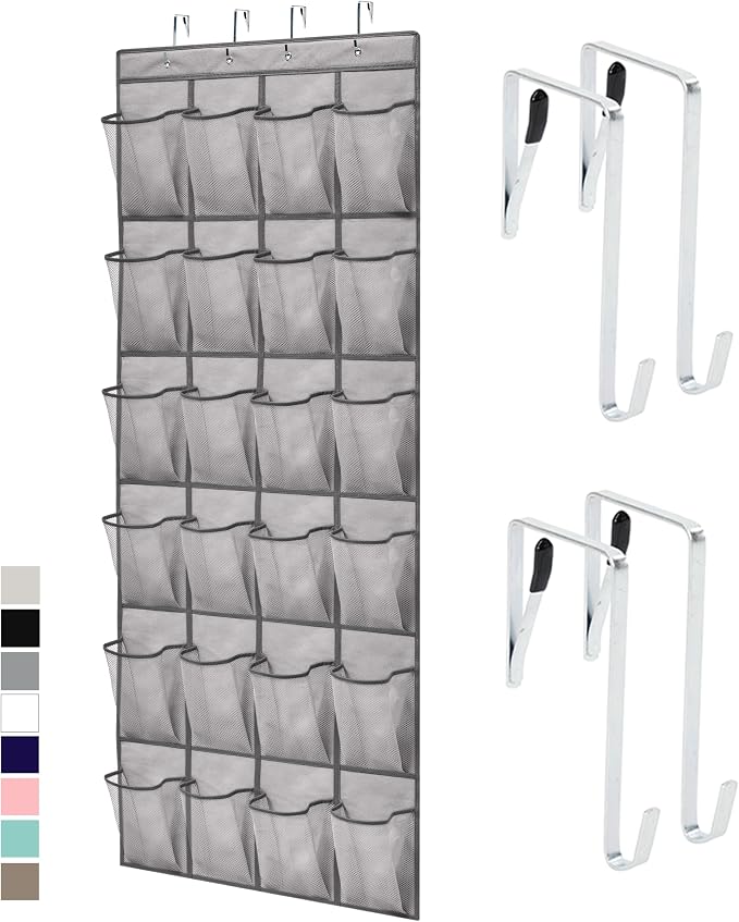 GORILLA GRIP Over the Door Shoe Organizer, 24 Large Breathable Mesh Pockets by GorillaGrip