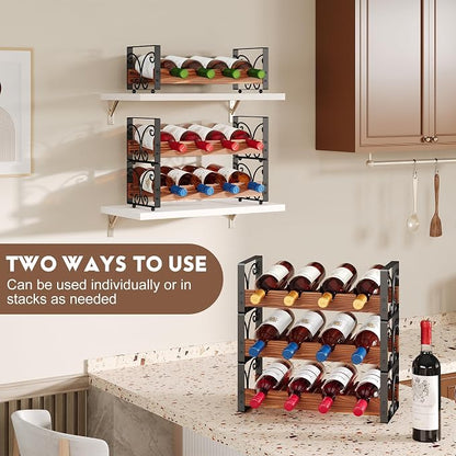 X-cosrack Wine Racks Free Standing Floor, 6-Tier 24 Bottles Wine Rack - Image 3