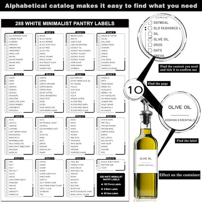 288 Pantry Labels for Food Containers, Preprinted Minimalist Waterproof - Image 3