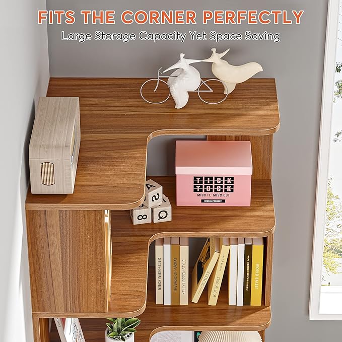 Tribesigns 6 Tier Corner Bookshelf, 64.9 Inches Tall Industrial L Shaped - Image 6