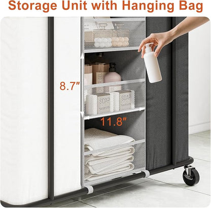 WOWLIVE Laundry Sorter 2 Section 200L Rolling Laundry Hamper - Image 4