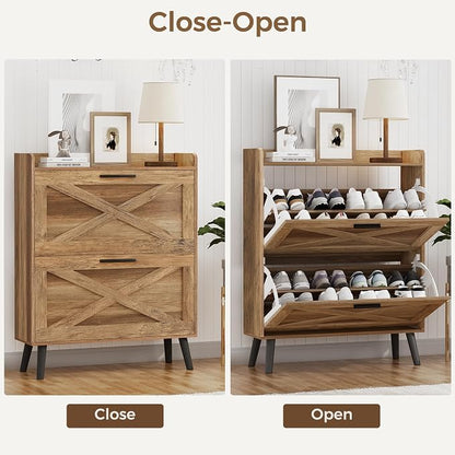 Homleke Farmhouse Shoe Storage Cabinet - Image 6