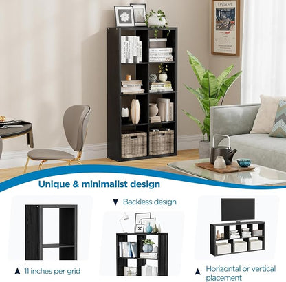 Black 8-Cube Storage Organizer Shelf – Heavy-Duty Engineered Wood, Easy Assembly - Image 6