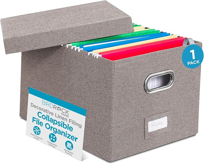 Internet's Best Collapsible File Box Storage Organizer by BIRDROCKHOME