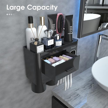 iHave Toothbrush Holders for Bathrooms, 2 Cups Toothbrush Holder Wall Mounted - Image 2