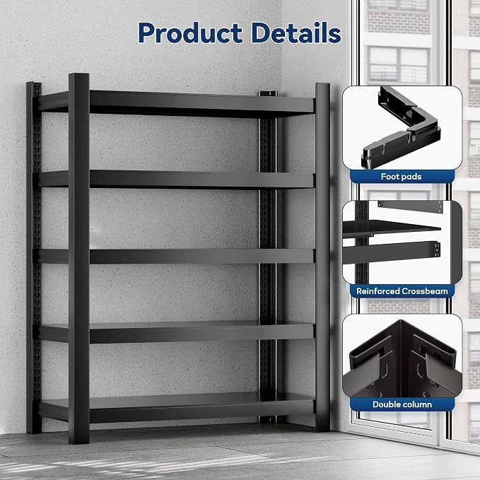 Wanfu Garage Shelving, Adjustable Heavy Duty Storage Shelf Unit，Metal Shelf and - Image 6