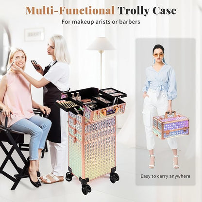 AROUS 5 in 1 Rolling Makeup Train Case Cosmetology Case on Wheels Large - Image 6