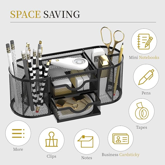 SUPEASY Mesh Desk Organizer, Desk Organizers and Accessories, Pen Holder - Image 4