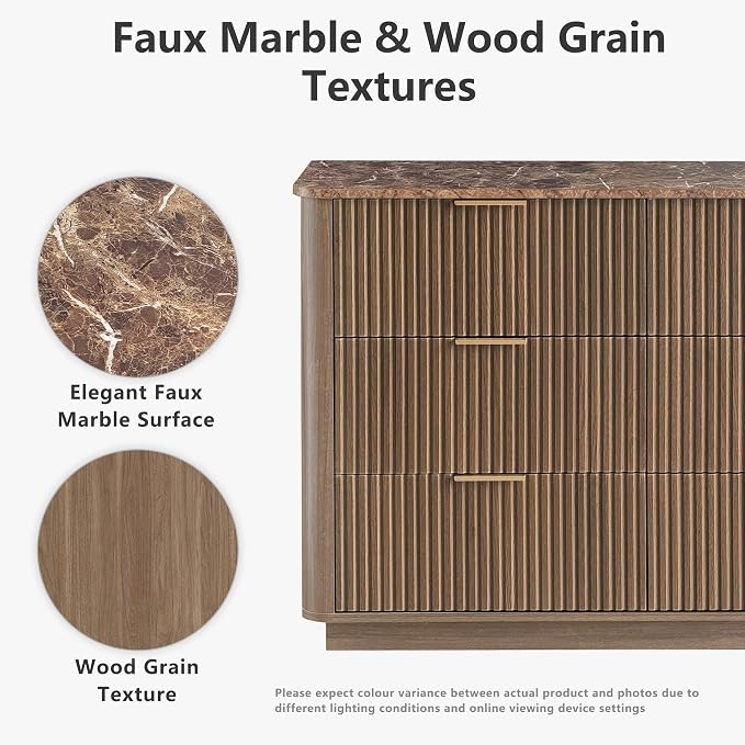 win2win 6 Drawer Dresser, Mid Century Modern Dresser - Image 3