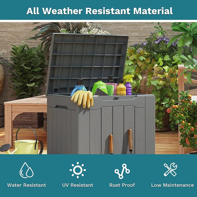 Patiolife 30 Gallon Resin Deck Box, Small Outdoor Storage - Image 4