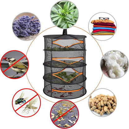 Desy & Feeci Herb Drying Rack-2ft Diameter 4 Layer Folding Mesh Hanging Basket - Image 4