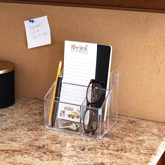 Isaac Jacobs Clear Acrylic 3-Compartment Organizer, Remote Holder & - Image 6