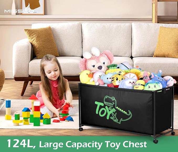MISSLO Large Toy Box with Wheels Big Toy Chest - Image 3