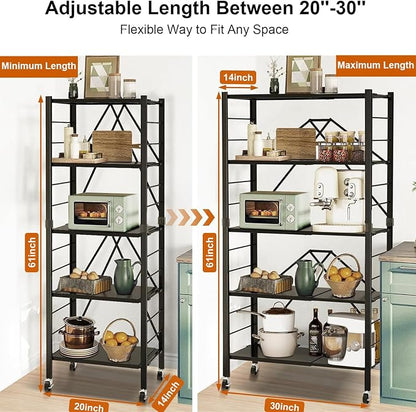 5 Tier Foldable Storage Shelves, Expandable Folding Shelving Units - Image 2