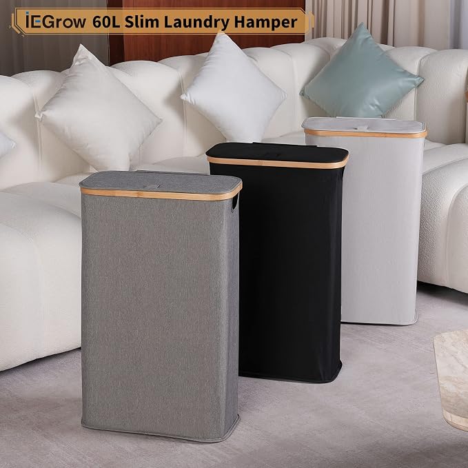 iEGrow 60L Slim Laundry Hamper, Narrow Laundry Basket - Image 7
