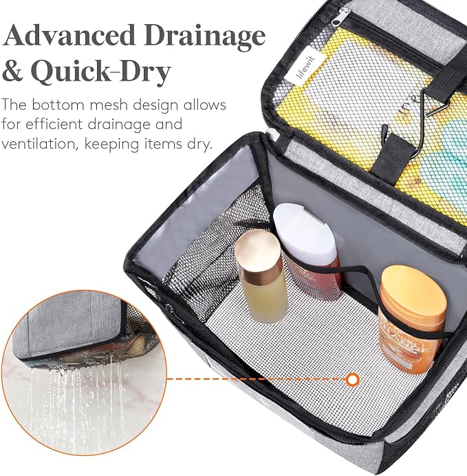 Lifewit Mesh Shower Caddy Bag Portable, Quick Dry Hanging Bathroom Organizer - Image 5