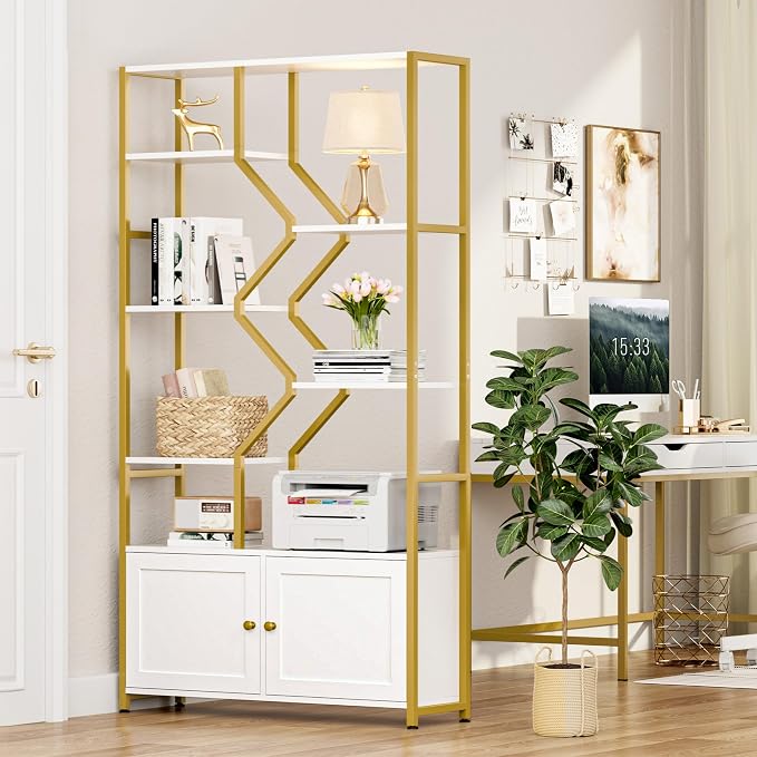 Keyluv 76" Tall Gold Bookshelf by KeyluvHome