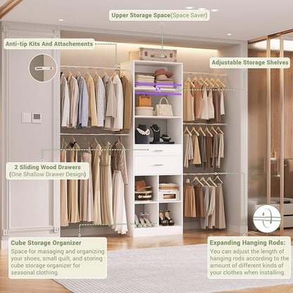 Besiost Closet System, 4-8 FT Closet Organizer Tower - Image 2