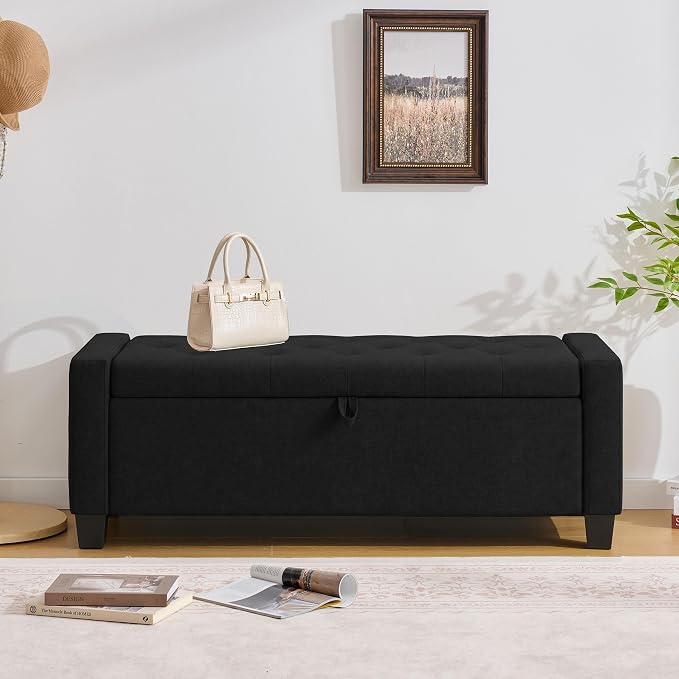 Huatean Home 43" Ottoman with Storage, Upholstered Entryway Bench with Seating - Image 7