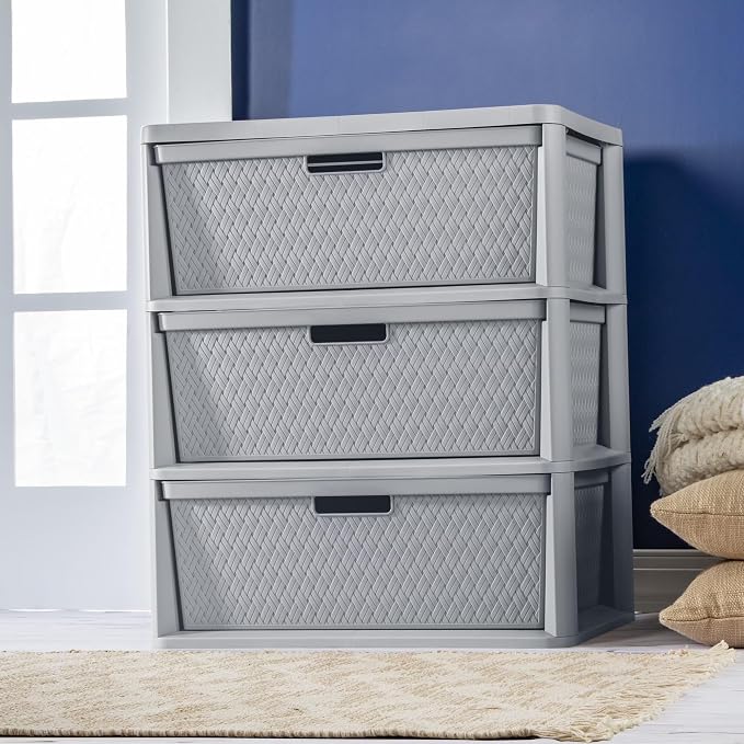 Stackable 3-Drawer Plastic Storage Organizer, Sturdy Stackable Storage Drawers - Image 5
