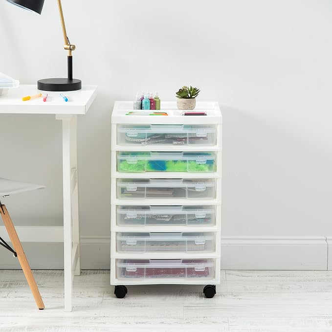 IRIS USA Rolling Cart with Drawers |Made in USA| 6-Tier Cases - Image 6