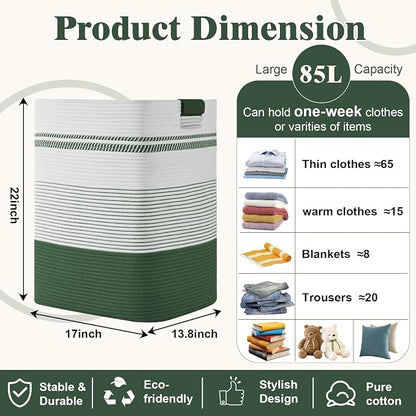 Laundry Hamper, 85L Tall Laundry Basket - Image 3