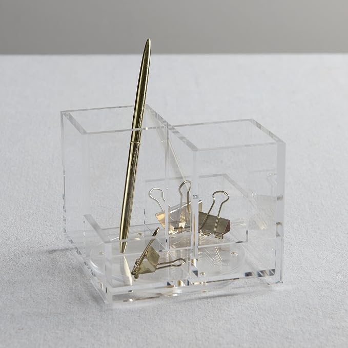 Gartner Studios 360 Degree Rotating Acrylic Carousel Pen Holder, 5” x 5” - Image 4