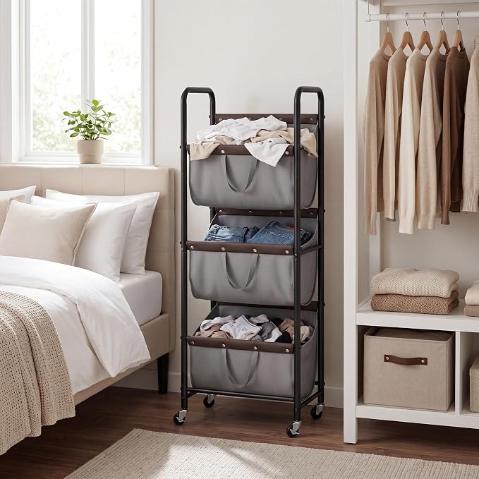 GRANNY SAYS 3 Section Tiered Laundry Sorter, Slim Vertical Laundry Hamper - Image 8