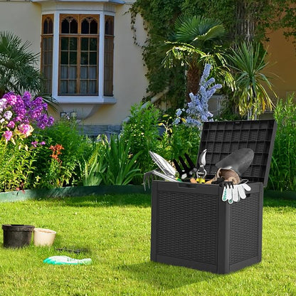YITAHOME 32 Gallon Rattan Deck Box, Indoor Outdoor Storage Box - Image 5