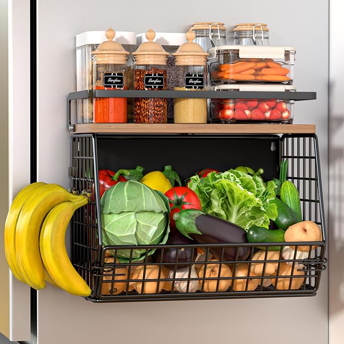 Magnetic Shelf for Fridge, Onion and Potato Spice Snacks Fruit and Vegetable by Clothink