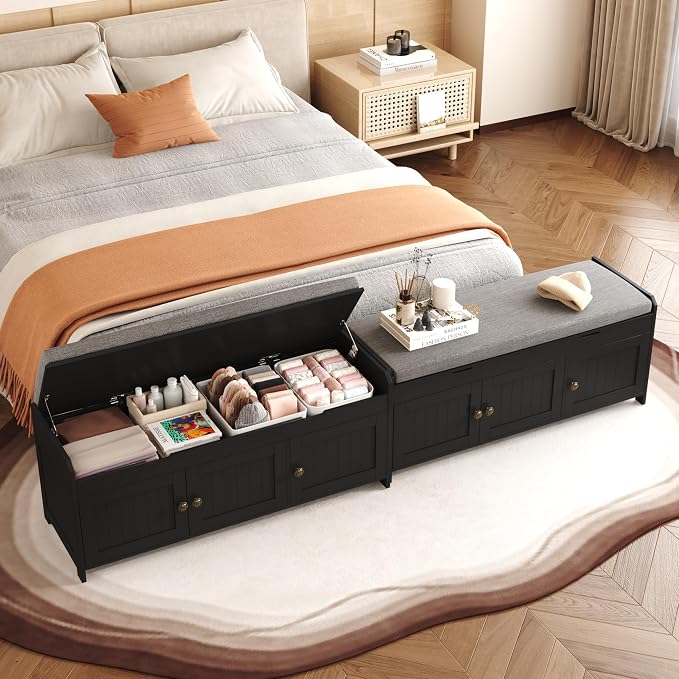 HOMEFORT 41.3" Shoe Bench with Lift Top Storage, Entryway Bench with Cushioned - Image 2