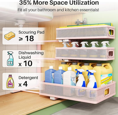 Kitstorack Under Sink Organizer, Slide out Storage Drawer Rack - Image 4