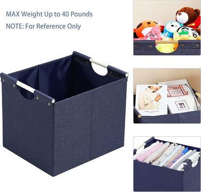 HOONEX Large Foldable Storage Bins, Linen Fabric, Storage Baskets - Image 3