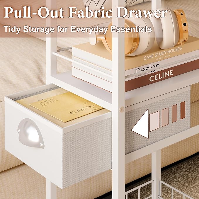 Rolling Side Table with Storage, Accent C Table - Image 4