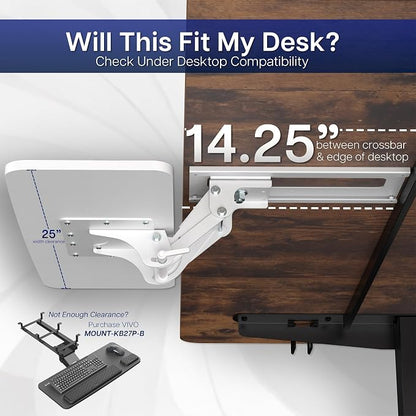 VIVO Adjustable 25 x 10 inch Computer Keyboard and Mouse Platform Tray - Image 4