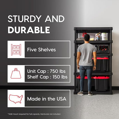 IRIS USA 5-Shelf Heavy Duty Plastic Storage Shelves, 750lb Capacity, Large - Image 4