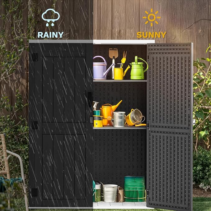DWVO 59 Cu. Ft. Vertical Storage Shed, Weatherproof Outdoor Tall Cabinet - Image 3