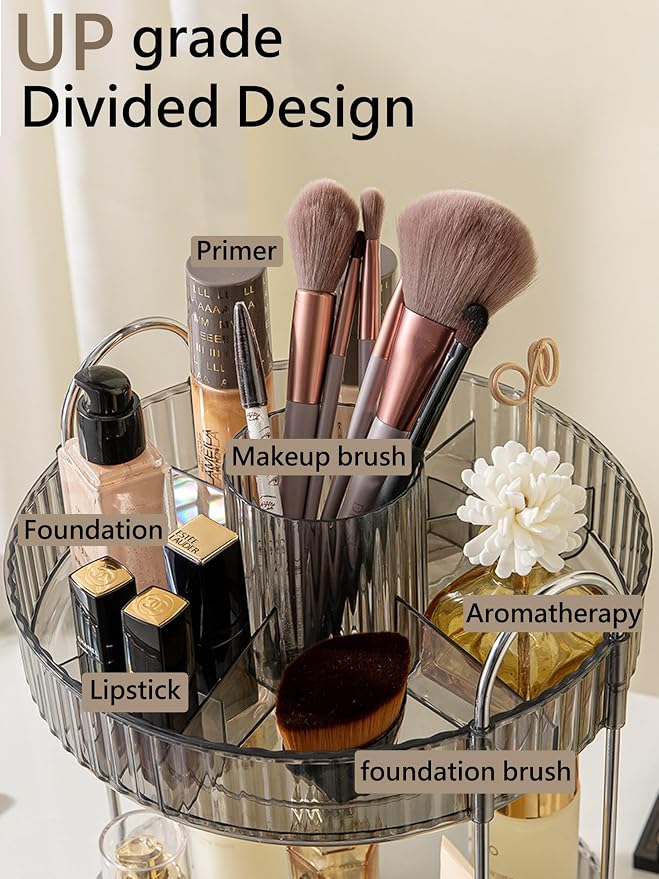 360 Rotating Makeup Organizer, 3 Tier Large Capacity Make Up Organizers and - Image 2
