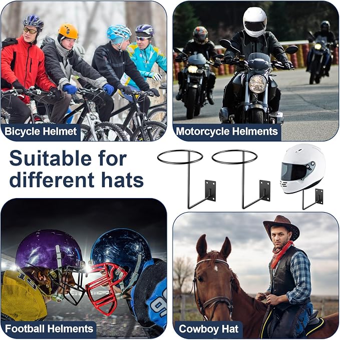 6 Pack Helmet Hanger Wall Mount Motorcycle Helmet Rack Metal Ball Holder - Image 7