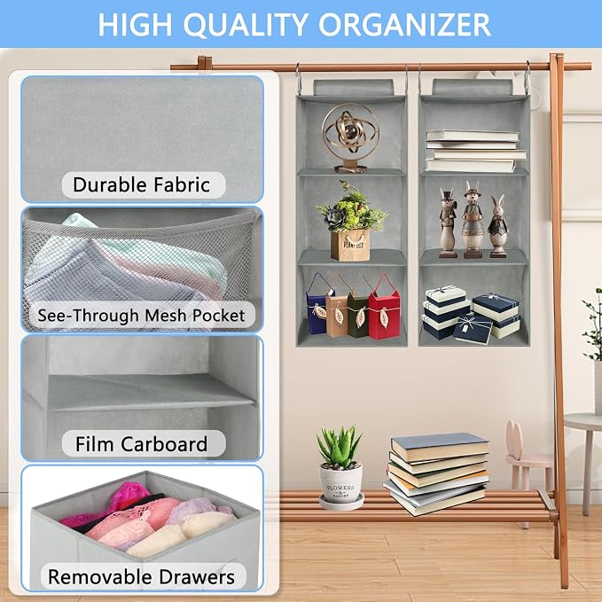 punemi 3-Shelf Hanging Closet Organizer, 2 Pack Closet Hanging Organizer - Image 5